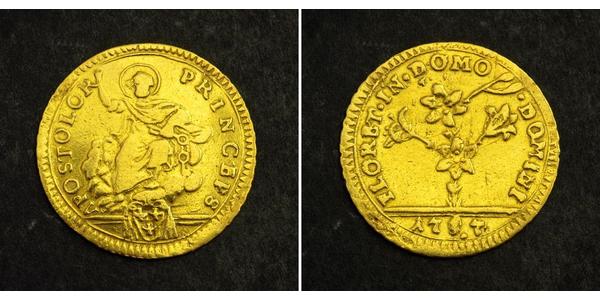 1/2 Doppia Papal States (752-1870) Gold Pope Pius VI ( 1717-1799)