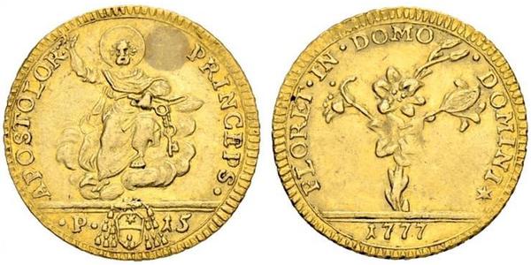 1/2 Doppia États pontificaux (752-1870) Or Pie VI ( 1717-1799)