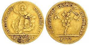 1/2 Doppia Папська держава (752-1870) Золото Пій VI ( 1717-1799)