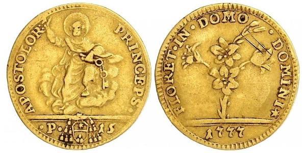1/2 Doppia 教皇国 (754 - 1870) 金 Pope Pius VI ( 1717-1799)
