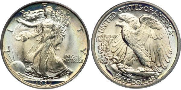 1/2 Dólar Estados Unidos de América (1776 - ) Plata 
