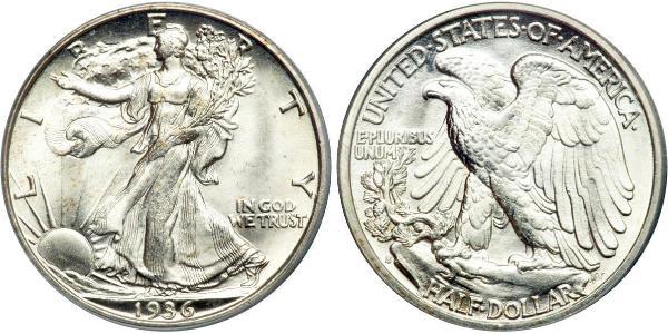 1/2 Dólar Estados Unidos de América (1776 - ) Plata 