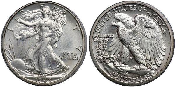 1/2 Dólar Estados Unidos de América (1776 - ) Plata 