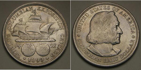 1/2 Dólar Estados Unidos de América (1776 - ) Plata Cristóbal Colón (1451 - 1506)