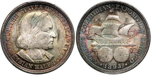 1/2 Dólar Estados Unidos de América (1776 - ) Plata Cristóbal Colón (1451 - 1506)