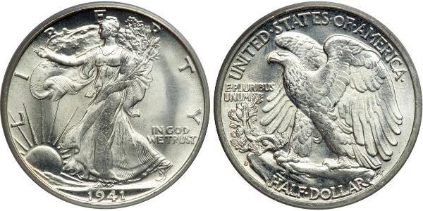 1/2 Dólar Estados Unidos de América (1776 - ) Plata 