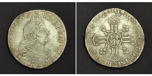 1/2 Ecu Francia medioevale (843-1791) Argento Luigi XIV di Francia (1638-1715)