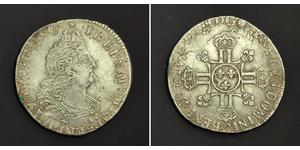 1/2 Ecu Reino de Francia (843-1791) Plata Luis XIV de Francia (1638-1715)