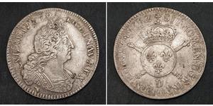 1/2 Ecu Kingdom of France (843-1791) Silver Louis XIV (1638-1715)