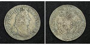 1/2 Ecu 中世纪的法国 銀 路易十四 (1638-1715)
