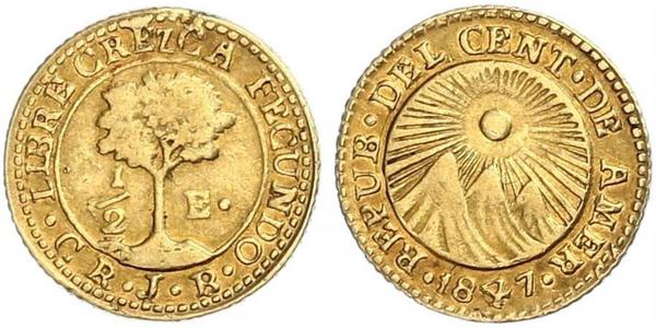 1/2 Escudo Guatemala / Costa Rica / Federal Republic of Central America (1823 - 1838) Gold 
