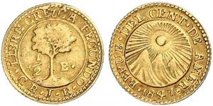 1/2 Escudo Guatemala / Costa Rica / Zentralamerikanische Konföderation (1823 - 1838) Gold 