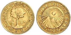 1/2 Escudo Guatemala / Costa Rica / Zentralamerikanische Konföderation (1823 - 1838) Gold 