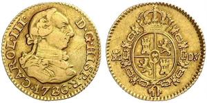 1/2 Escudo Spanisches Kolonialreich (1700 - 1808) Gold Karl III. von Spanien (1716 -1788)