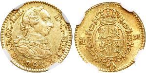 1/2 Escudo Spanisches Kolonialreich (1700 - 1808) Gold Karl III. von Spanien (1716 -1788)