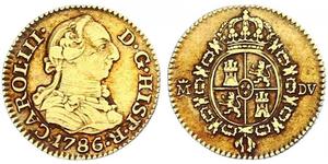 1/2 Escudo Spanisches Kolonialreich (1700 - 1808) Gold Karl III. von Spanien (1716 -1788)