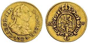 1/2 Escudo Spanisches Kolonialreich (1700 - 1808) Gold Karl III. von Spanien (1716 -1788)