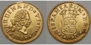 1/2 Escudo Spanisches Kolonialreich (1700 - 1808) Gold Ferdinand VI. von Spanien (1713-1759)