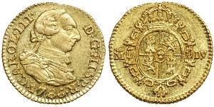 1/2 Escudo Spanisches Kolonialreich (1700 - 1808) Gold Karl III. von Spanien (1716 -1788)