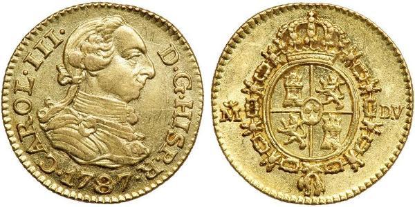 1/2 Escudo Spanisches Kolonialreich (1700 - 1808) Gold Karl III. von Spanien (1716 -1788)