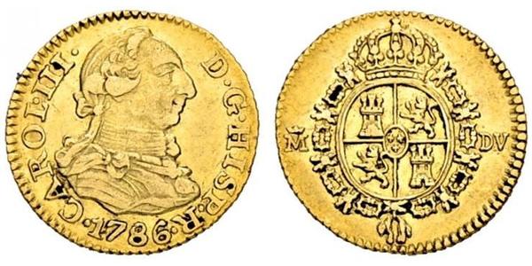 1/2 Escudo Spanisches Kolonialreich (1700 - 1808) Gold Karl III. von Spanien (1716 -1788)