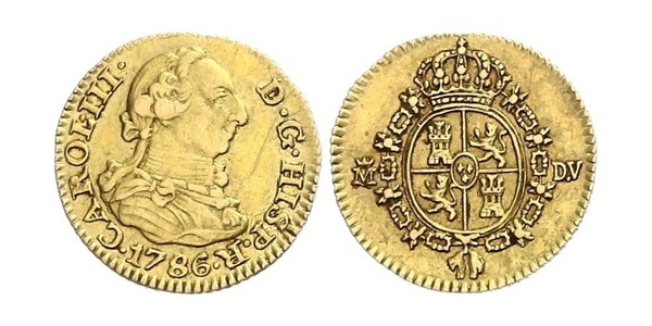 1/2 Escudo Spanisches Kolonialreich (1700 - 1808) Gold Karl III. von Spanien (1716 -1788)