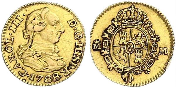 1/2 Escudo Spanish Empire (1700 - 1808) Gold Charles III of Spain (1716 -1788)