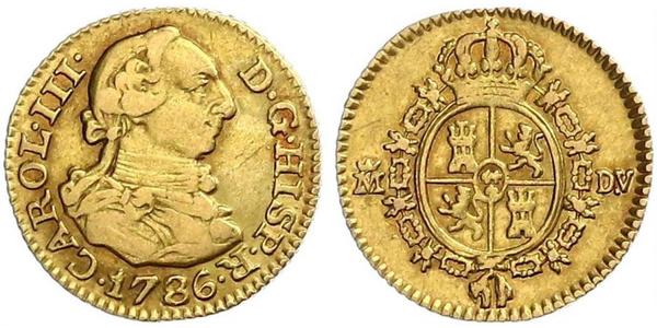 1/2 Escudo Spanish Empire (1700 - 1808) Gold Charles III of Spain (1716 -1788)