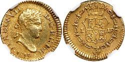 1/2 Escudo Viceroyalty of Peru (1542 - 1824) Gold Ferdinand VII of Spain (1784-1833)