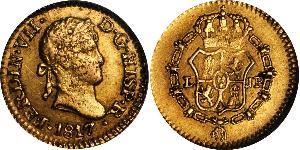 1/2 Escudo Viceroyalty of Peru (1542 - 1824) Gold Ferdinand VII of Spain (1784-1833)