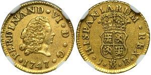 1/2 Escudo Empire espagnol (1700 - 1808) Or Ferdinand VI d