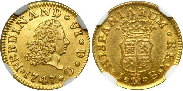 1/2 Escudo Empire espagnol (1700 - 1808) Or Ferdinand VI d