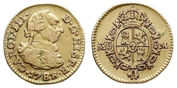 1/2 Escudo Empire espagnol (1700 - 1808) Or Charles III d