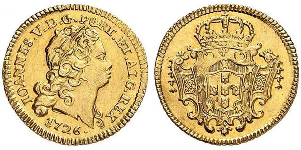 1/2 Escudo Royaume de Portugal (1139-1910) Or Jean V de Portugal (1689-1750)