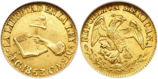1/2 Escudo Second Federal Republic of Mexico (1846 - 1863) Or 
