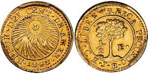 1/2 Escudo Guatemala / República Federal de Centro América (1823 - 1838) / Costa Rica Oro 