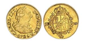 1/2 Escudo Impero spagnolo (1700 - 1808) Oro Carlo III di Spagna (1716 -1788)
