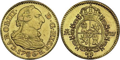 1/2 Escudo Impero spagnolo (1700 - 1808) Oro Carlo III di Spagna (1716 -1788)