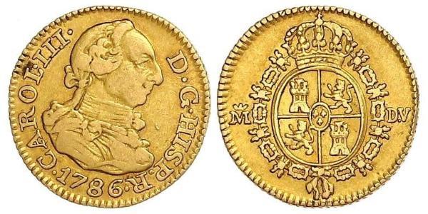 1/2 Escudo Impero spagnolo (1700 - 1808) Oro Carlo III di Spagna (1716 -1788)