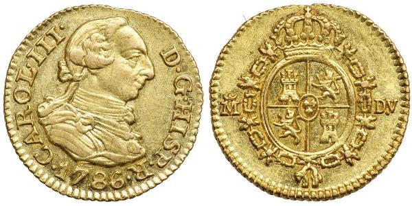 1/2 Escudo Impero spagnolo (1700 - 1808) Oro Carlo III di Spagna (1716 -1788)