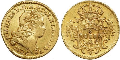 1/2 Escudo Regno del Portogallo (1139-1910) Oro Giovanni V del Portogallo (1689-1750)