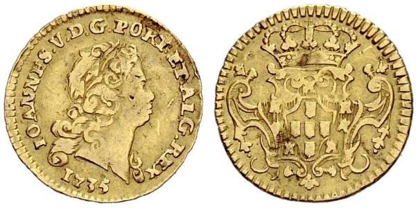 1/2 Escudo Reino de Portugal (1139-1910) Oro Juan V de Portugal (1689-1750)
