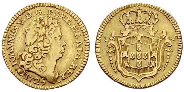 1/2 Escudo Reino de Portugal (1139-1910) Oro Juan V de Portugal (1689-1750)