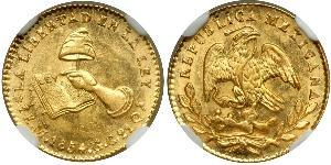 1/2 Escudo Second Federal Republic of Mexico (1846 - 1863) Oro 