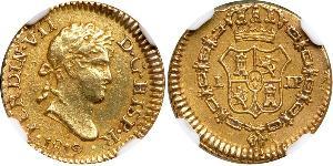 1/2 Escudo Virreinato del Perú (1542 - 1824) Oro Fernando VII de España (1784-1833)