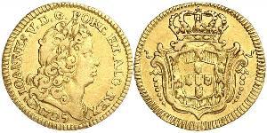 1/2 Escudo 葡萄牙王國 (1139 - 1910) 金 若昂五世 (1689 - 1750)