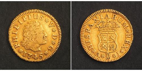 1/2 Escudo 西班牙 金 Philip V of Spain(1683-1746)