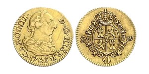 1/2 Escudo 西班牙帝國 金 卡洛斯三世 (西班牙) (1716 -1788)