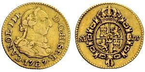 1/2 Escudo 西班牙帝國 金 卡洛斯三世 (西班牙) (1716 -1788)