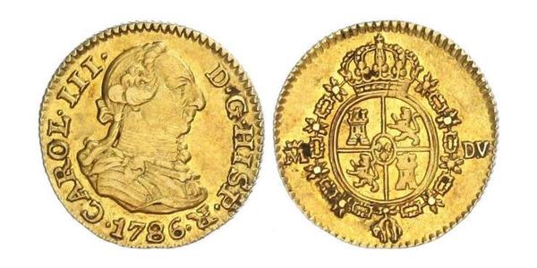 1/2 Escudo 西班牙帝國 金 卡洛斯三世 (西班牙) (1716 -1788)